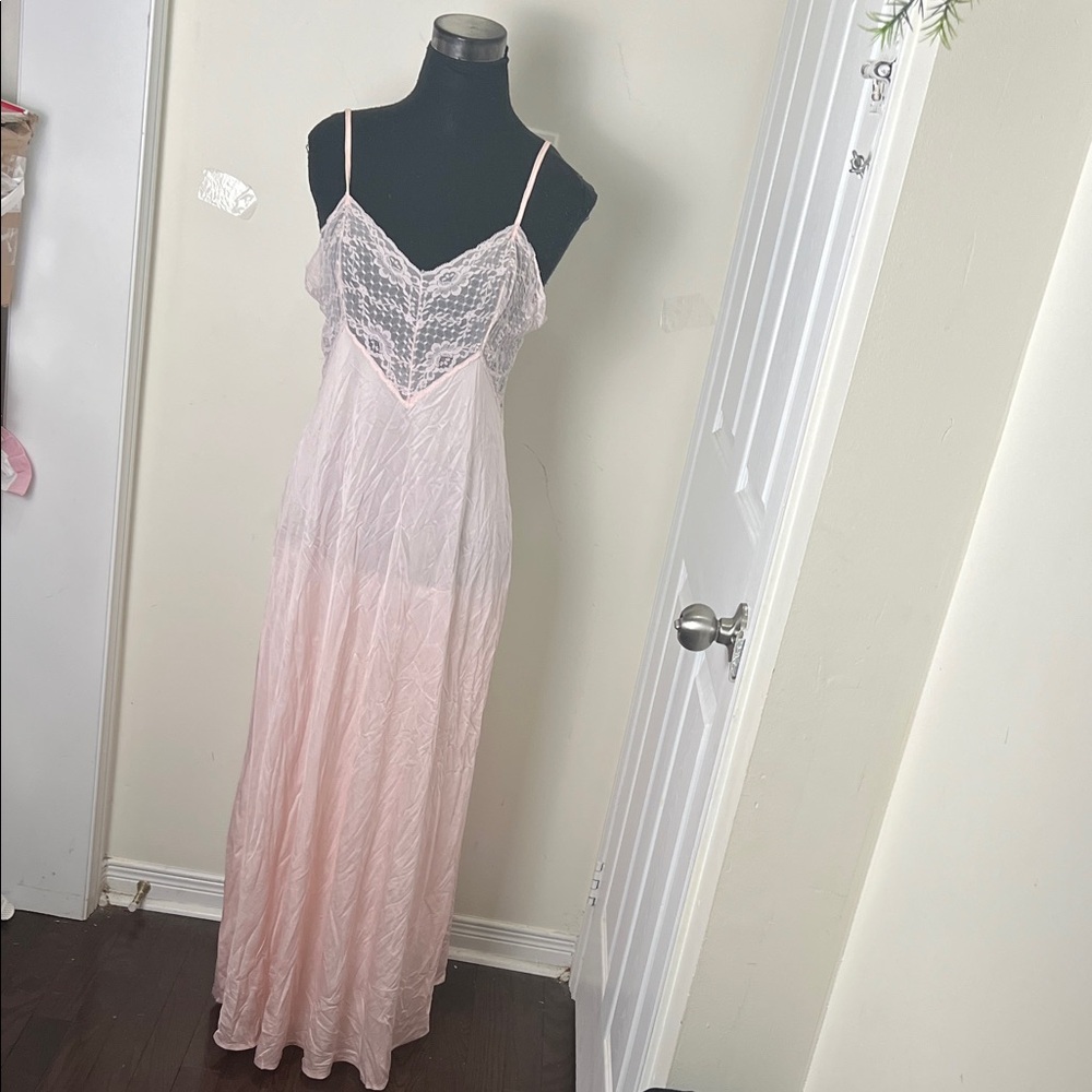 Vintage French Maid Lush Pink Lace Chemise Slip Nightie